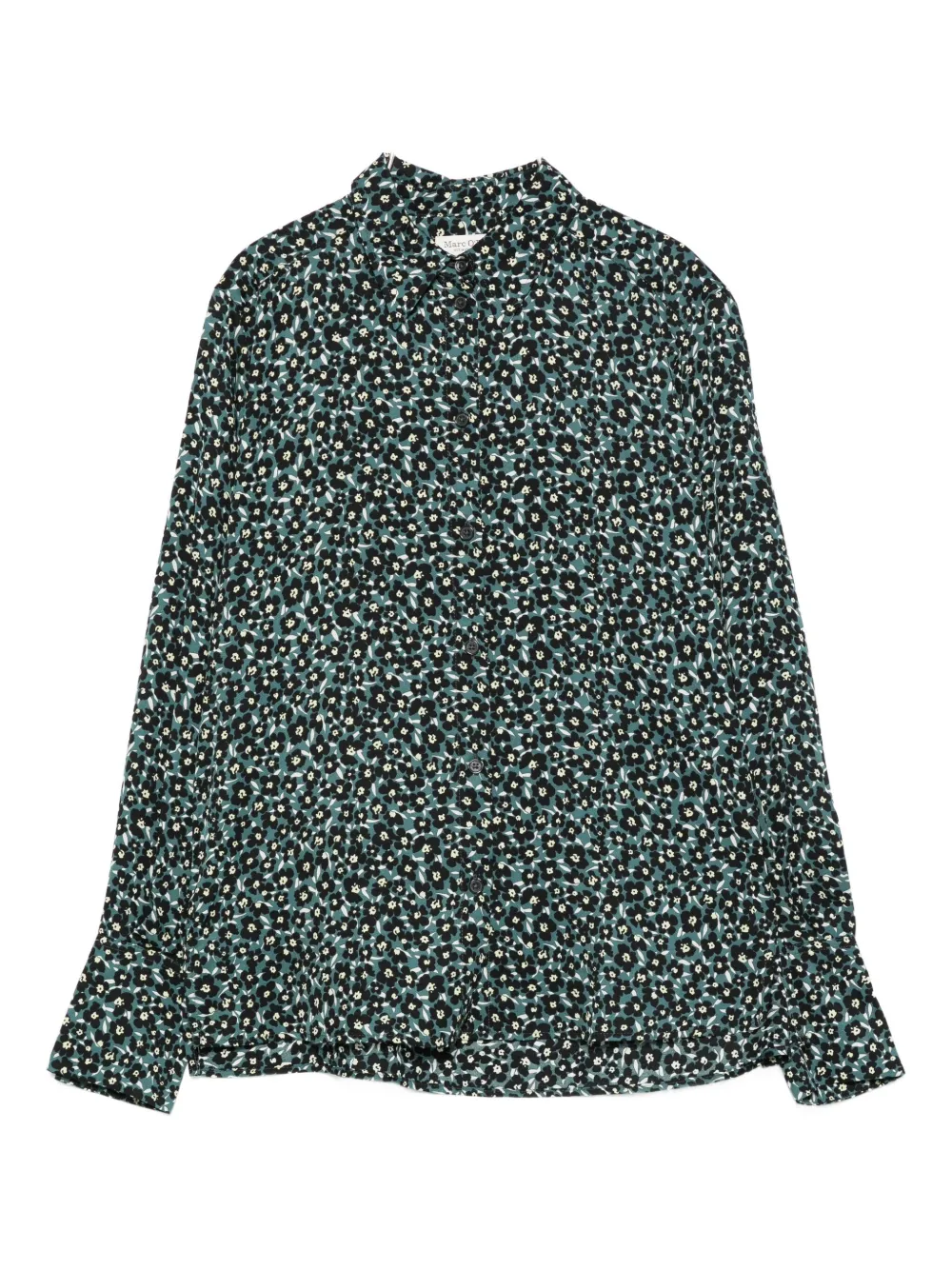 Marc O'polo Floral-print Button-down Shirt In Blue