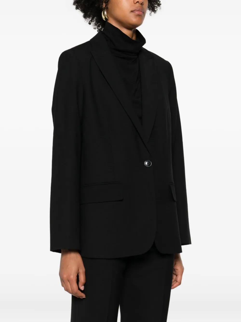 Marc O'polo Single-button Cotton Blazer In Black