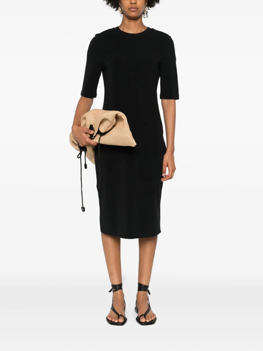 Marc O'Polo short-sleeve organic-cotton midi dress - Zwart