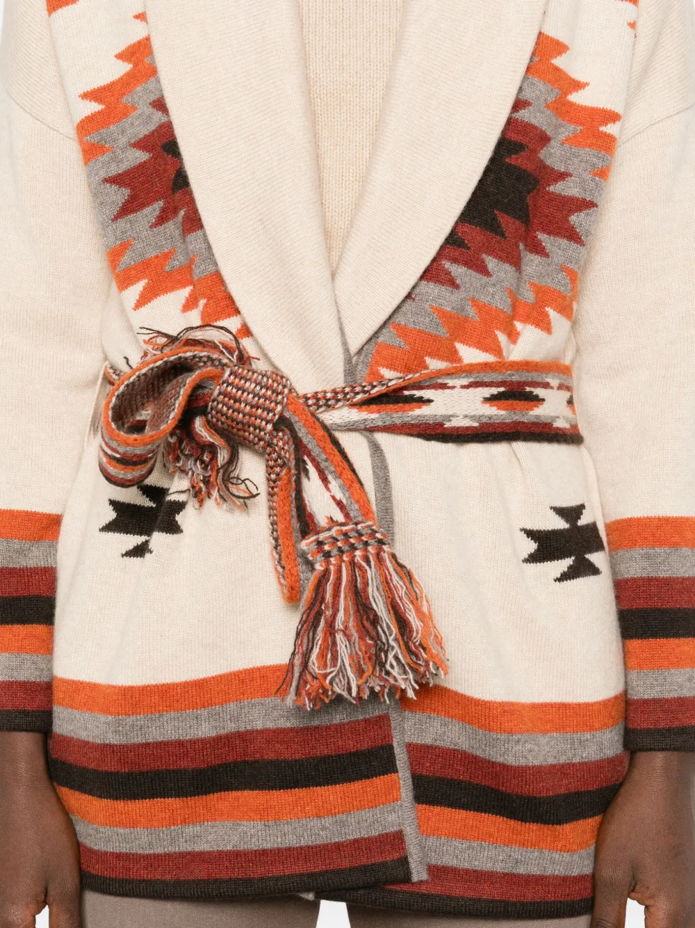 Kujten Geometric-pattern Cashmere Cardigan In Neutral