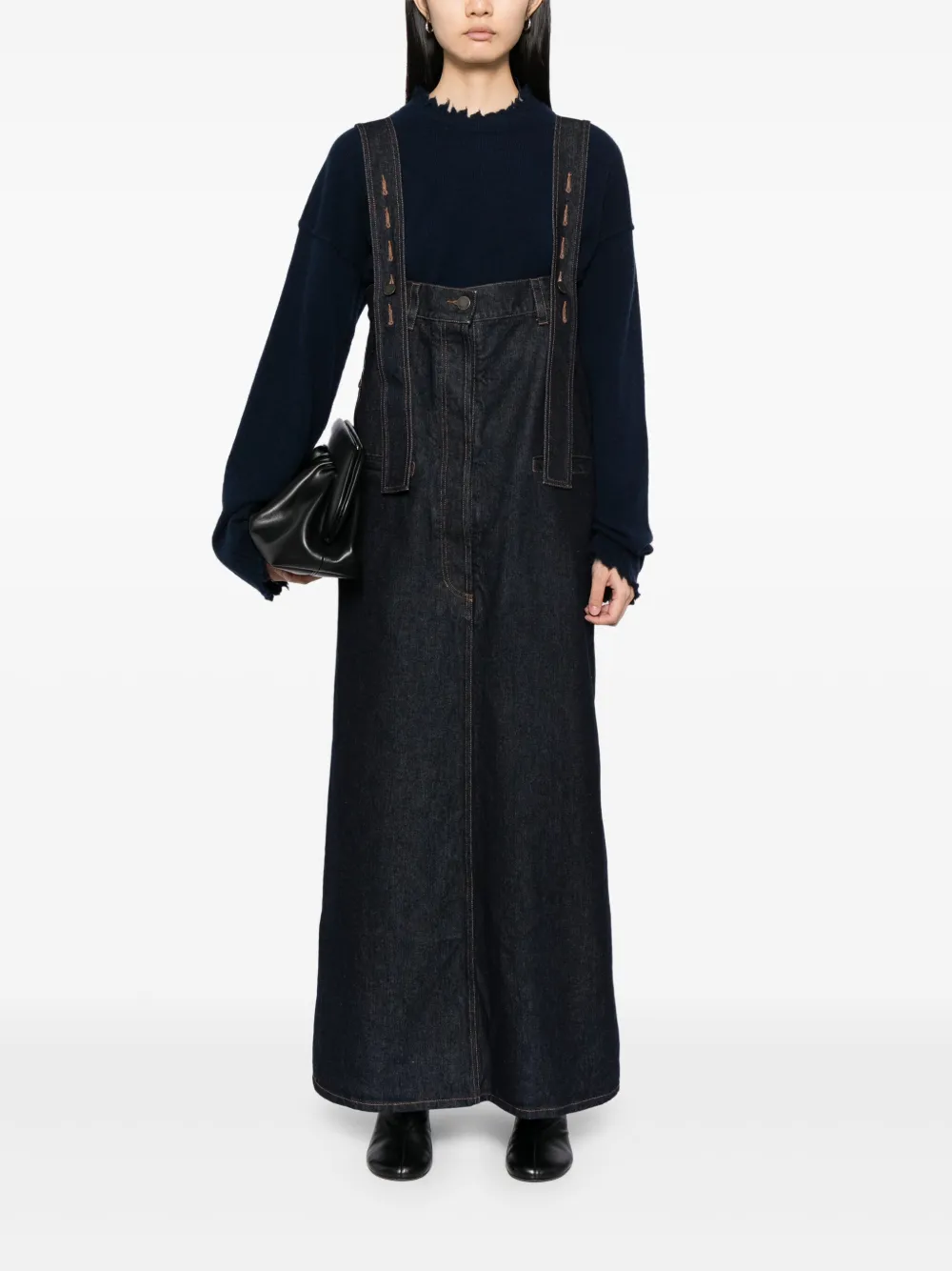 Uma Wang Katoenen denim rok - Blauw