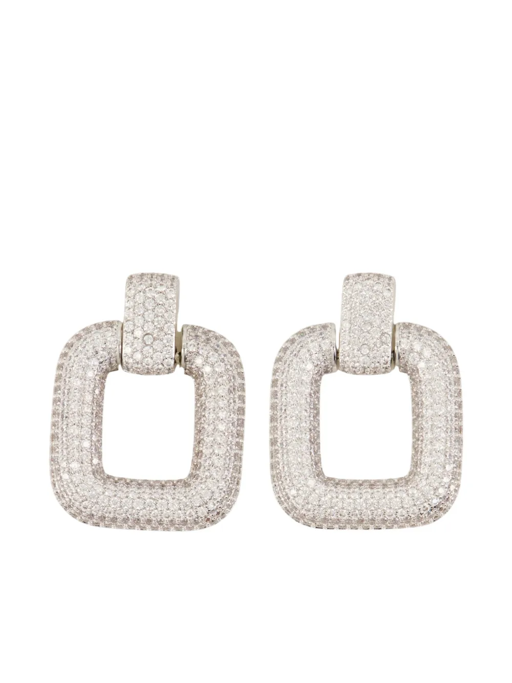 Self-Portrait crystal square earrings - Argento