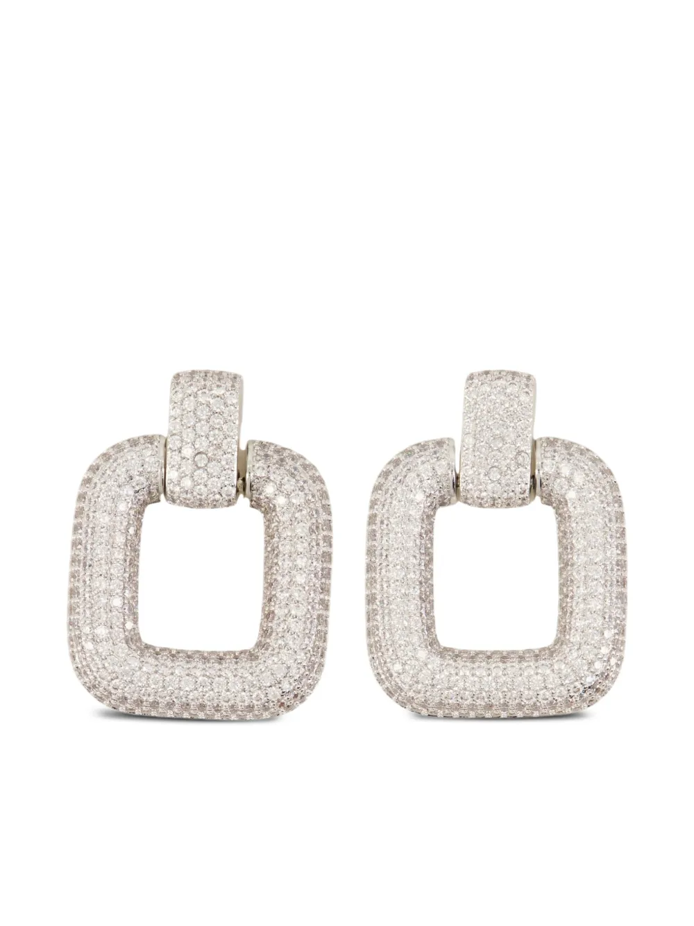 Self-Portrait crystal square earrings | Silver | Image 1