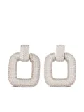 Self-Portrait crystal square earrings - Silver