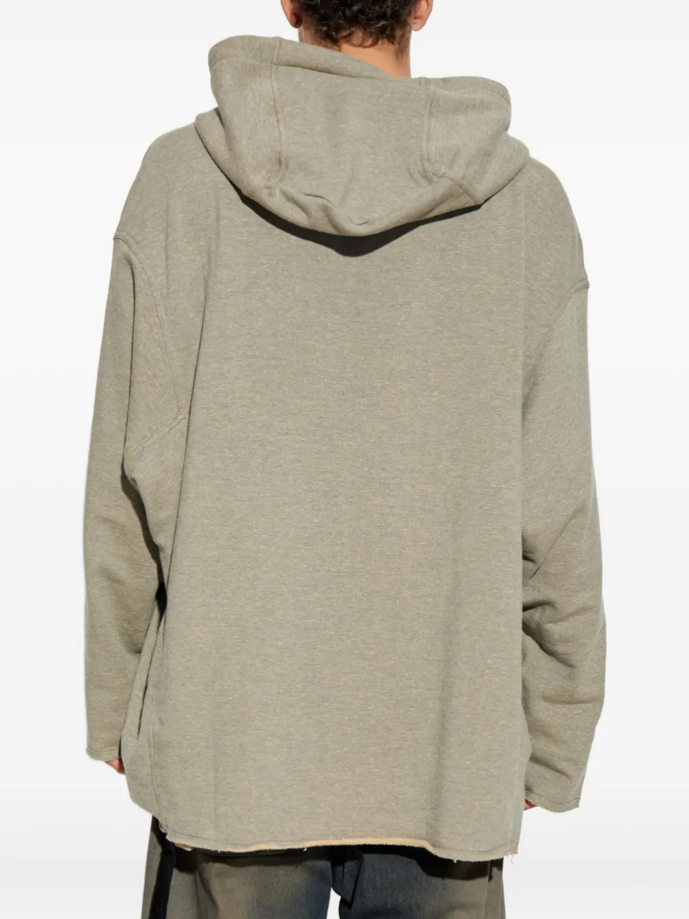 Rick Owens DRKSHDW frayed-hem hooded sweatshirt Groen