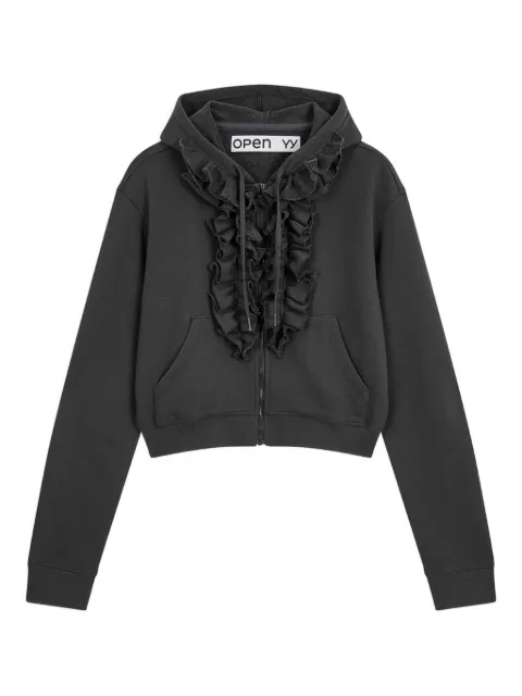 Open YY ruffle zip-up hoodie