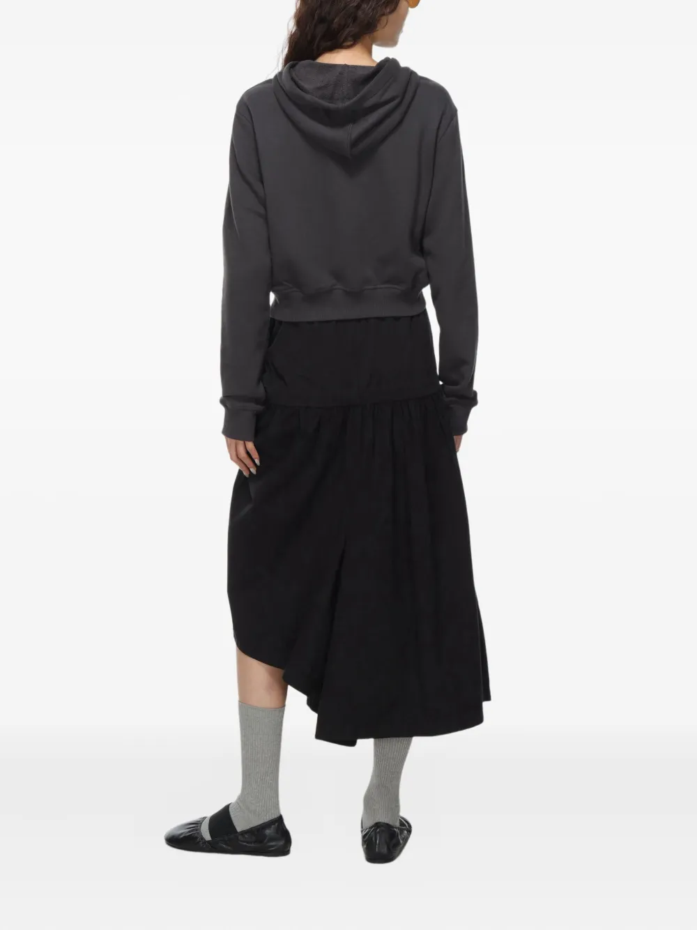 Open Yy Ruffle Zip-up Hoodie In Gray