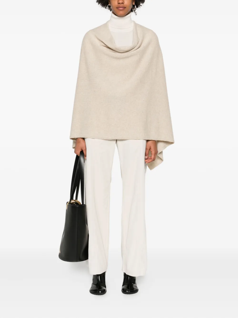 Eric Bompard Scoop-neck Poncho In Neutral