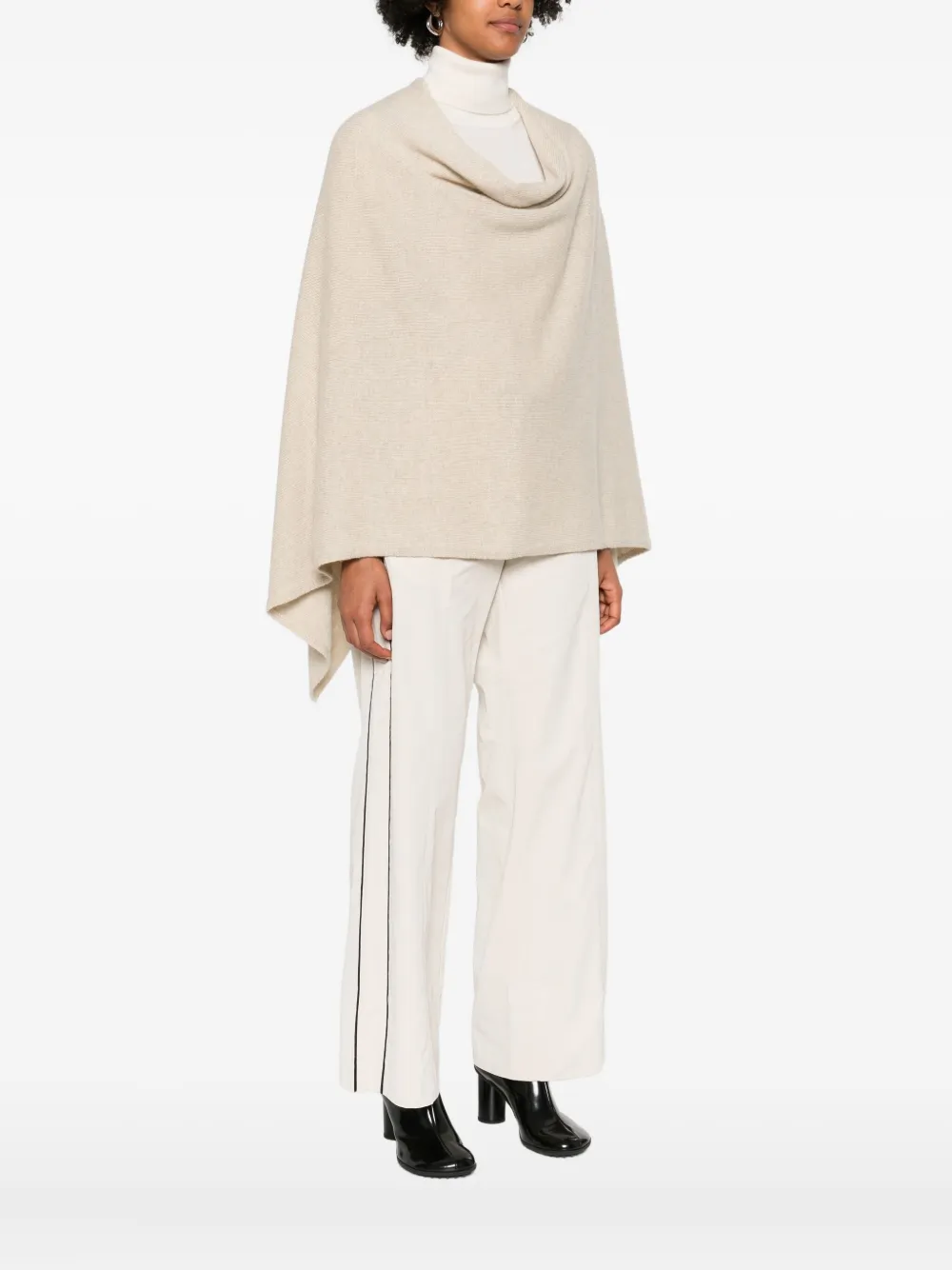 Eric Bompard Scoop-neck Poncho In Neutral