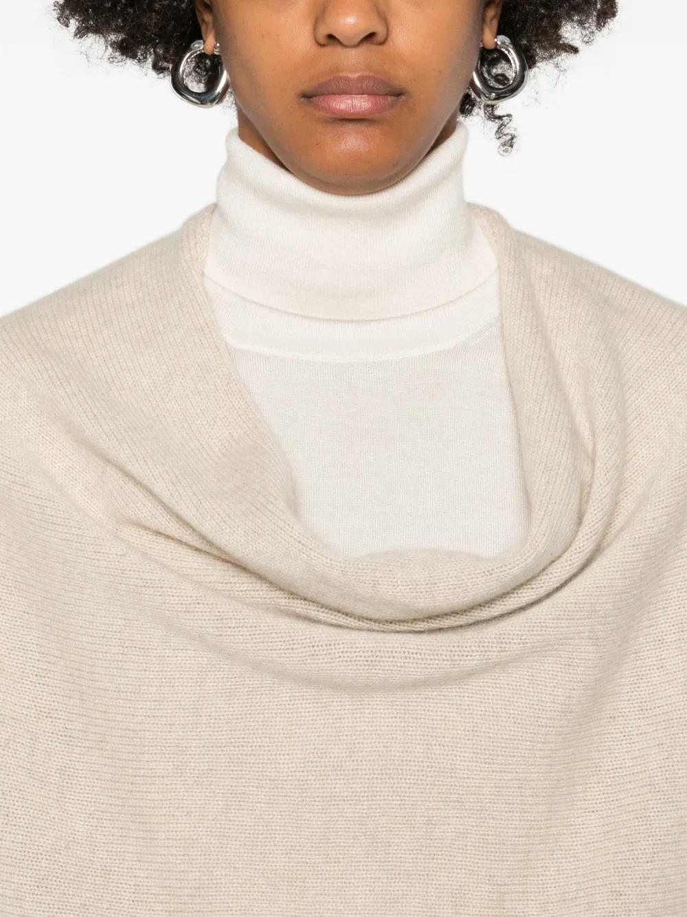 Eric Bompard Scoop-neck Poncho In Neutral