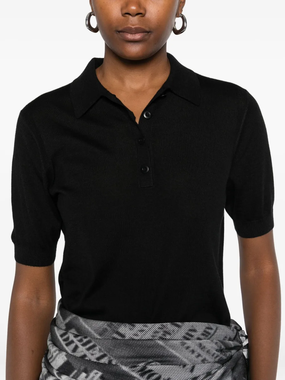Eric Bompard Collared Short-sleeve Polo Top In Black