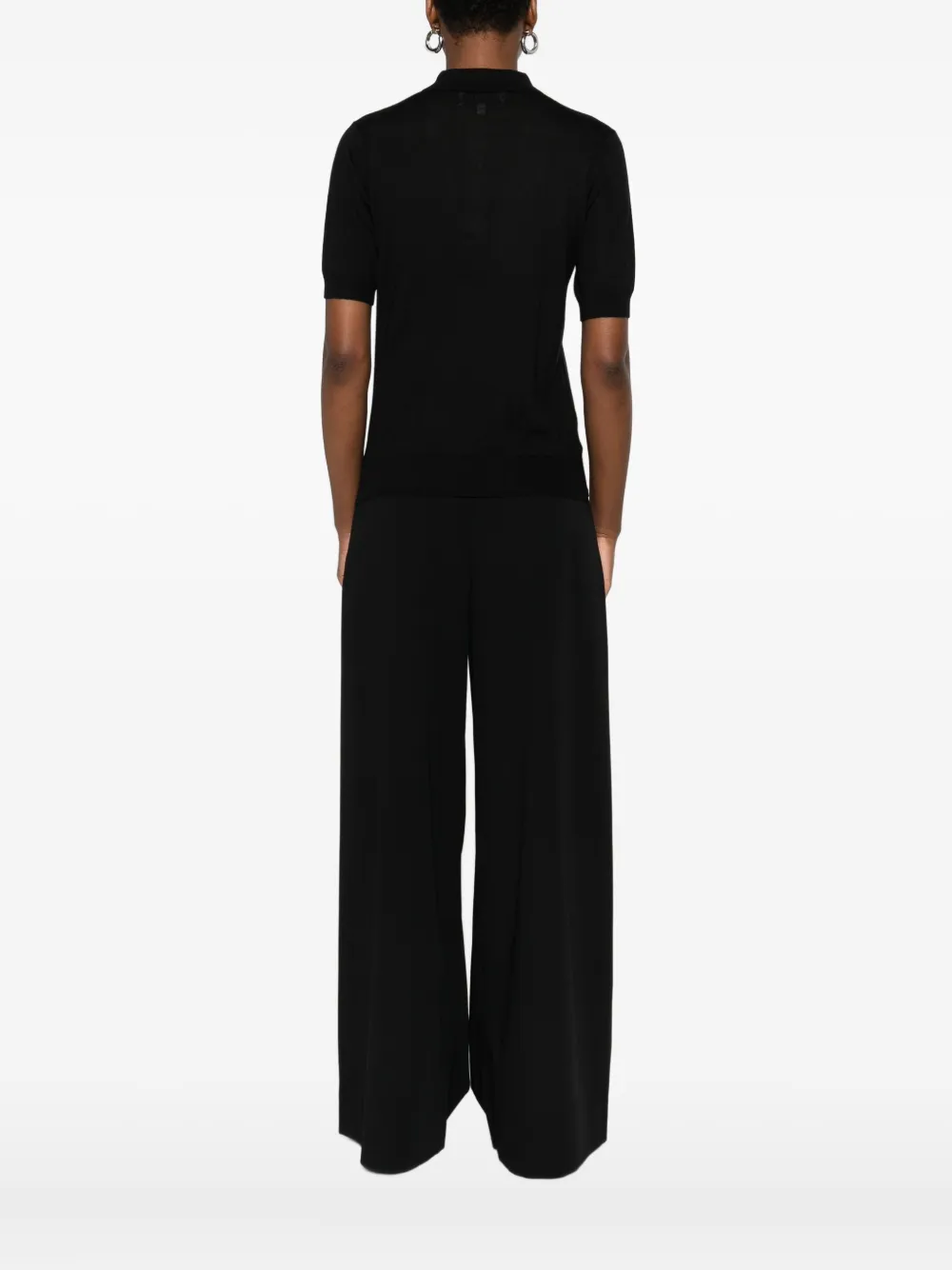 Eric Bompard Collared Short-sleeve Polo Top In Black