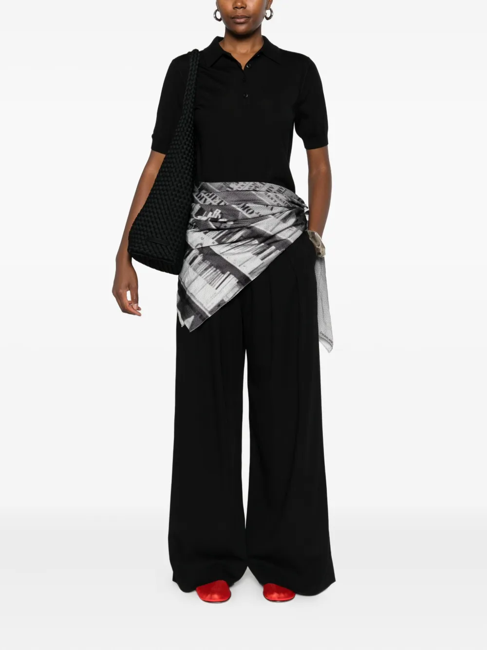 Eric Bompard pleated palazzo pants - Zwart