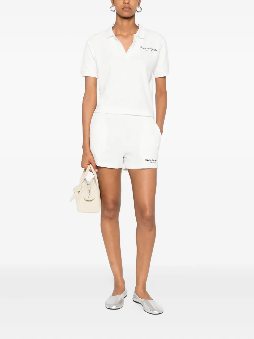 Sporty & Rich Katoenen shorts met borduurwerk Wit