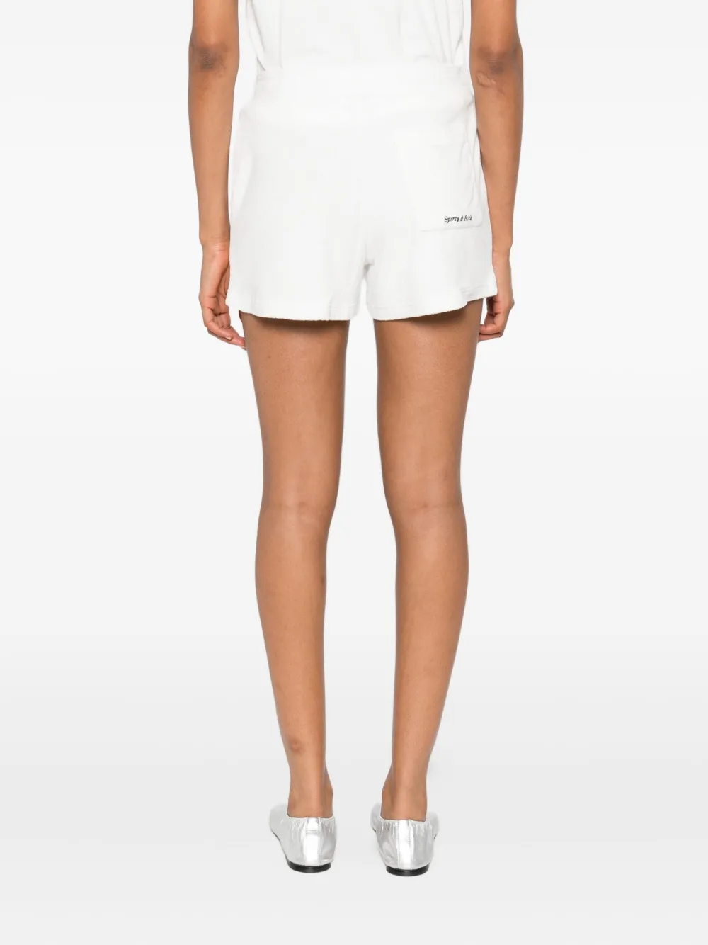 Sporty & Rich Katoenen shorts met borduurwerk Wit