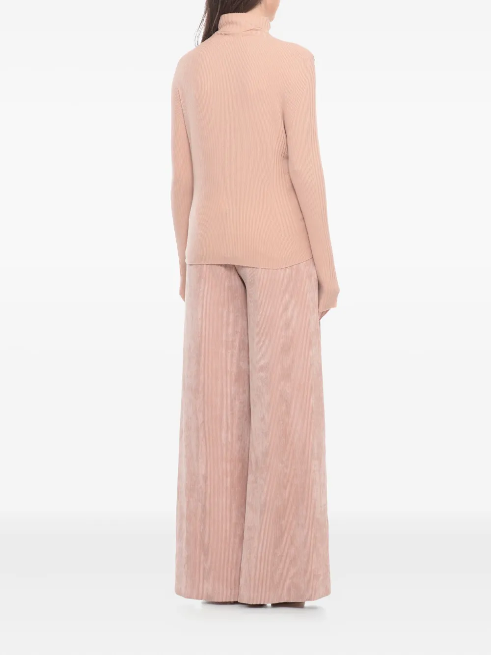 D Exterior Embellished High-neck Sweater In Pink