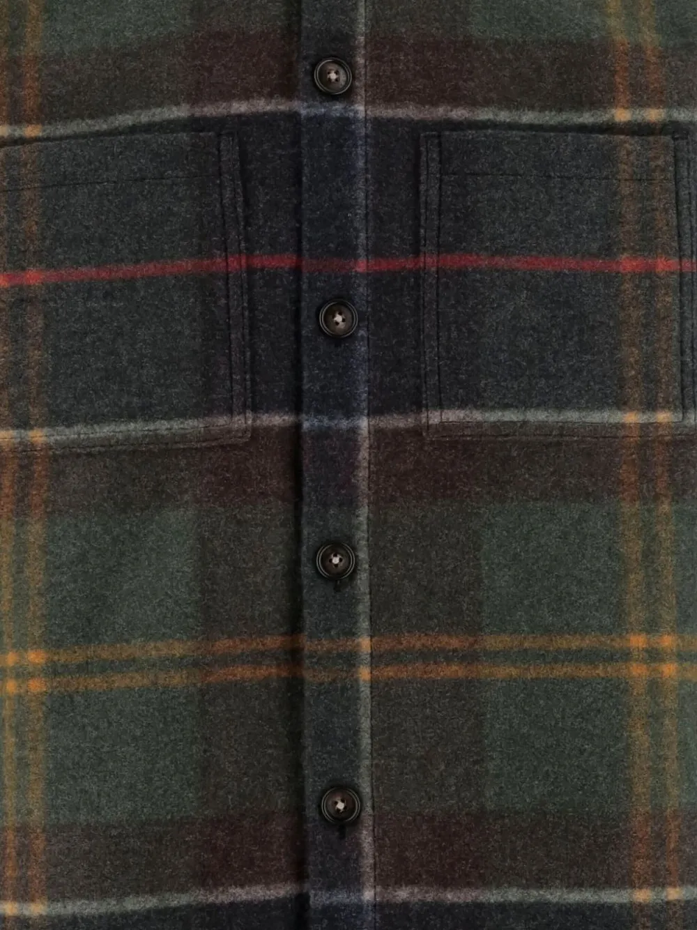 Barbour Tailored Check Tartan Overshirt With Buttoned Cuffs In Green