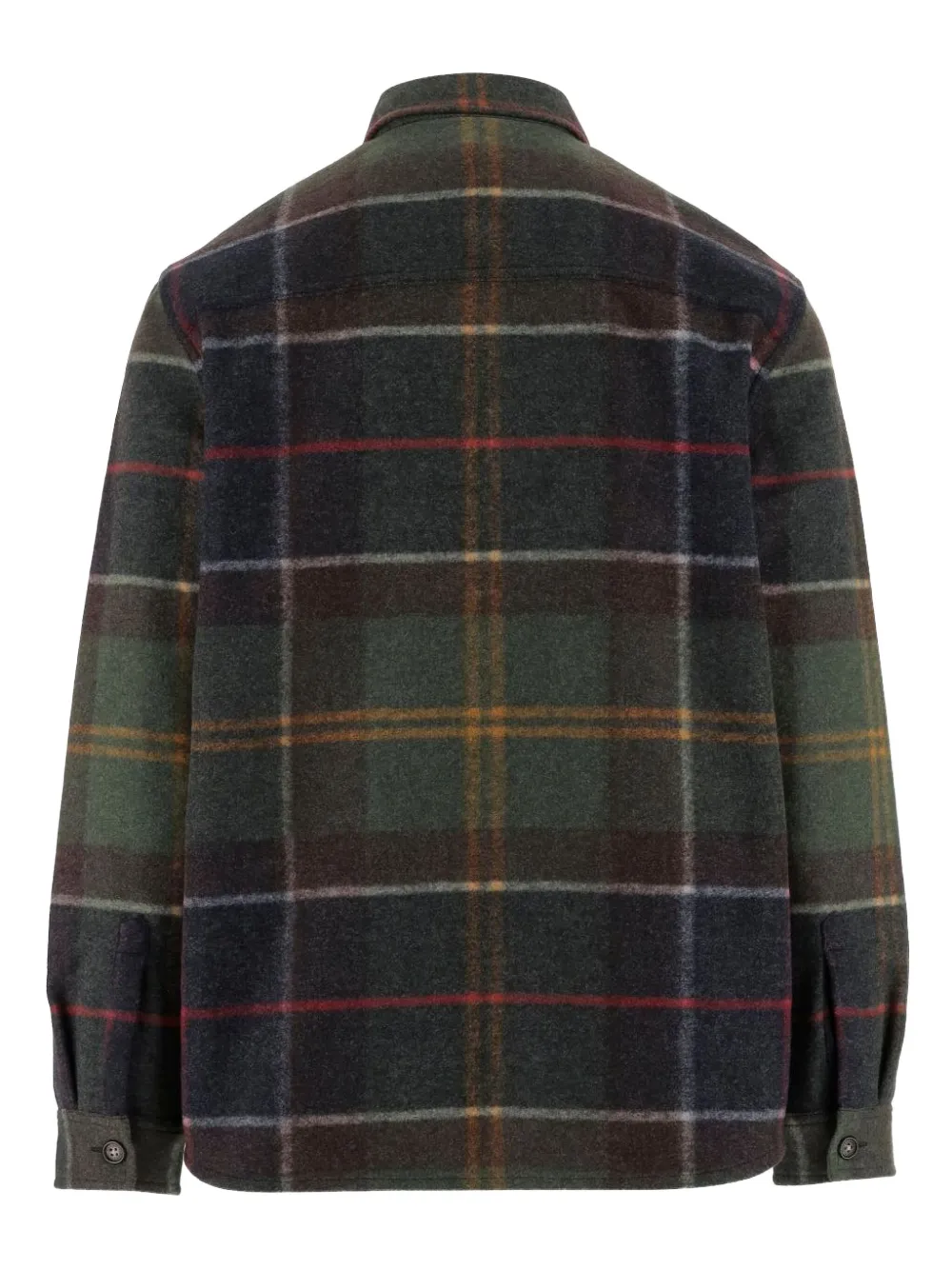 Barbour Tailored Check Tartan Overshirt With Buttoned Cuffs In Green