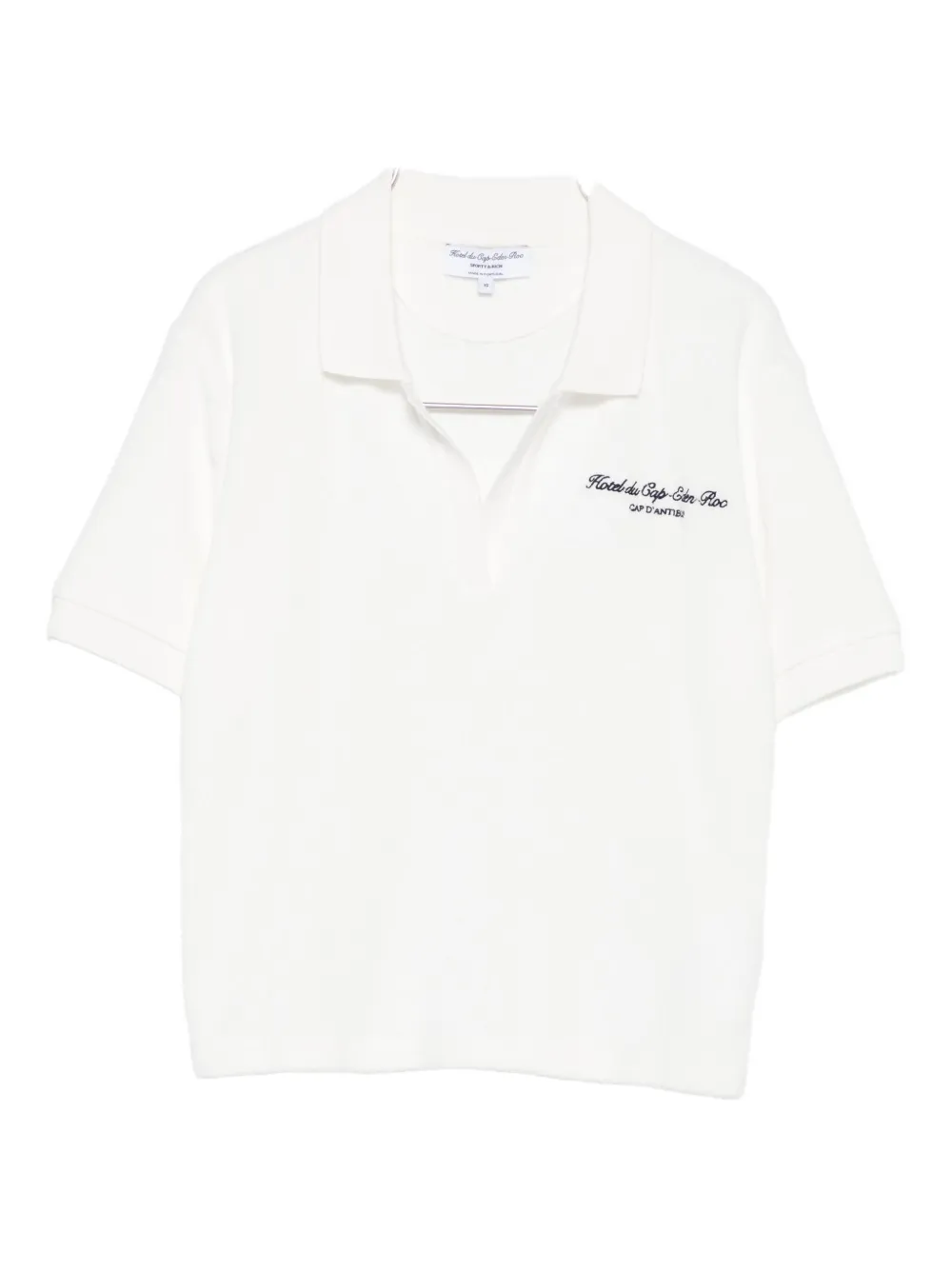 Sporty And Rich X Hotel Du Cap Eden Roc Eden Script Terry Polo Top In White