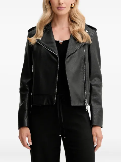 BOSS front-zip leather biker jacket