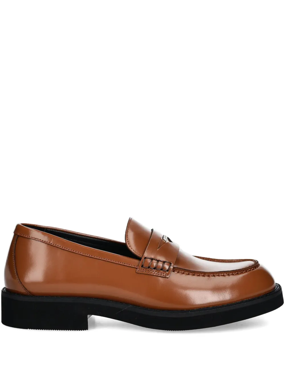 BOSS penny-strap leather loafers Brown