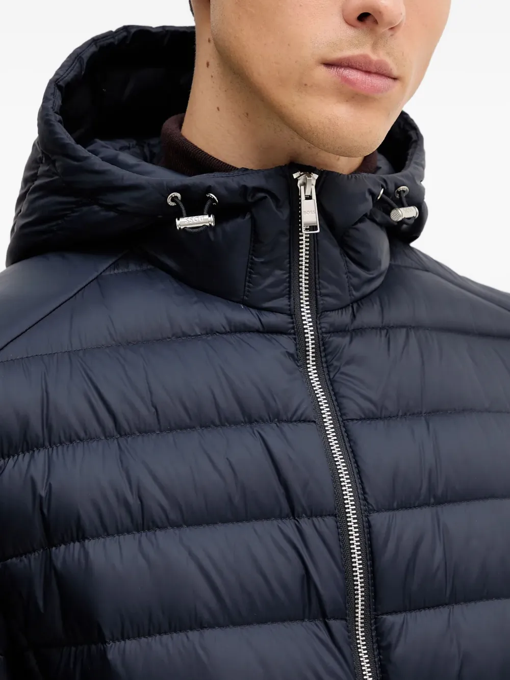 BOSS Gewatteerd jack met capuchon Blauw