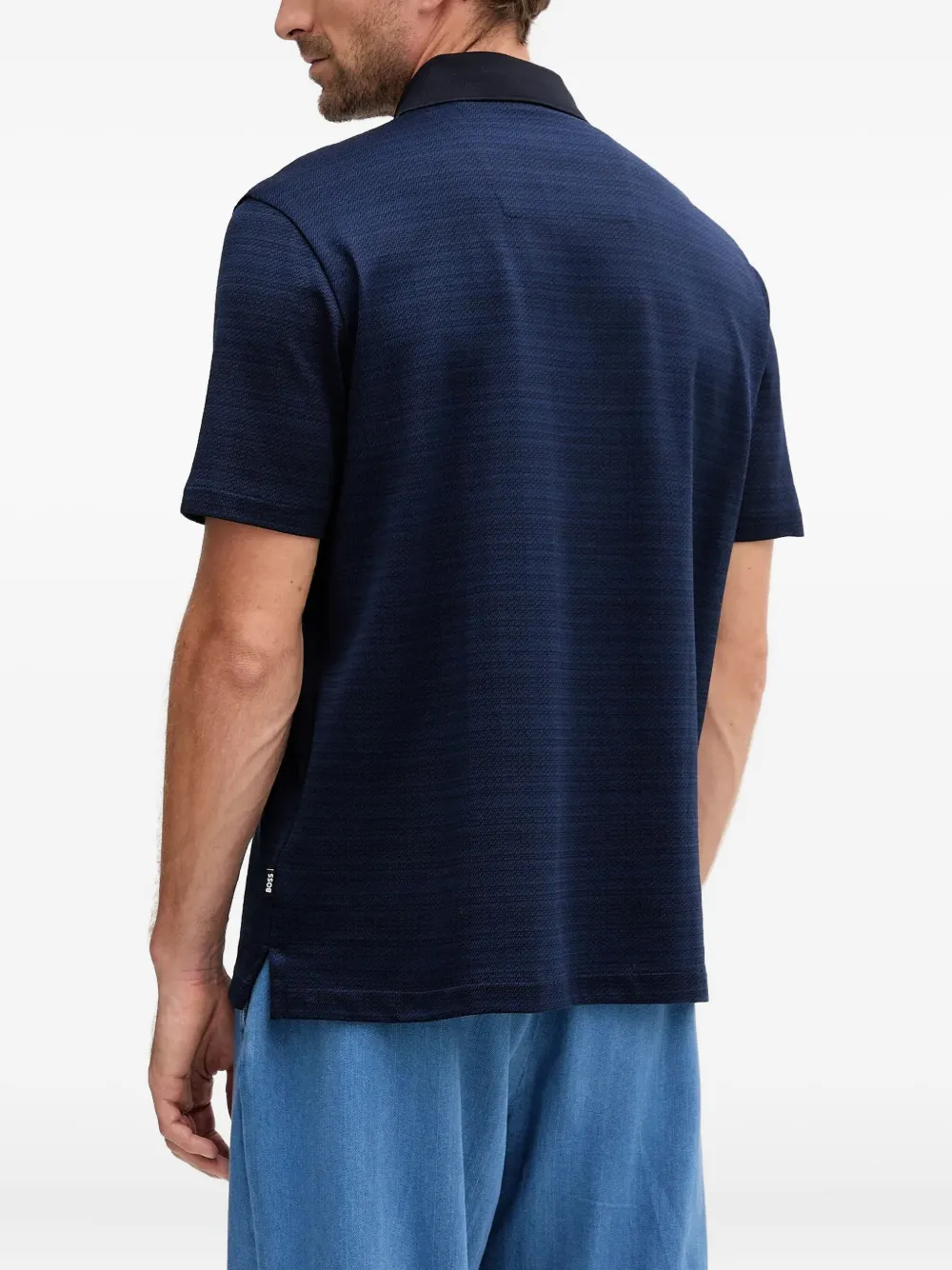 BOSS Poloshirt met geometrisch jacquard Blauw