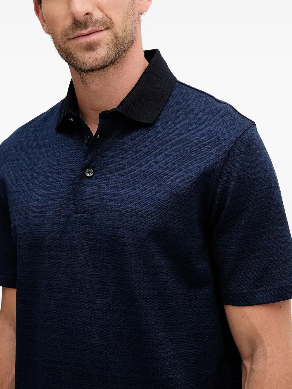 BOSS Poloshirt met geometrisch jacquard Blauw