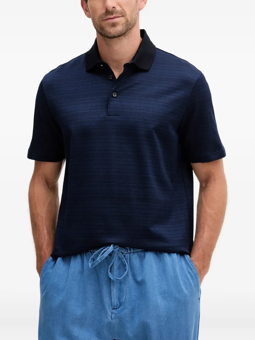 BOSS geometric-jacquard polo shirt | Blue | Image 1