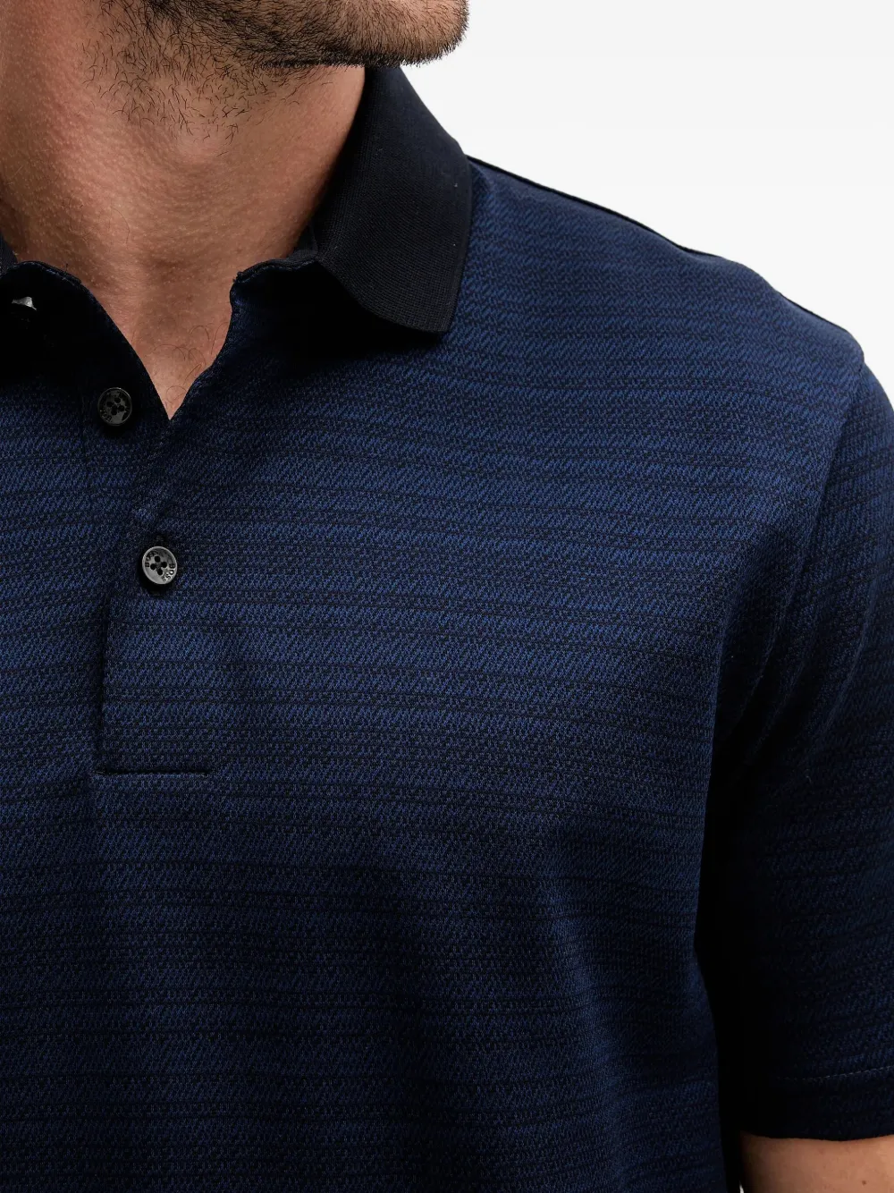 BOSS Poloshirt met geometrisch jacquard Blauw