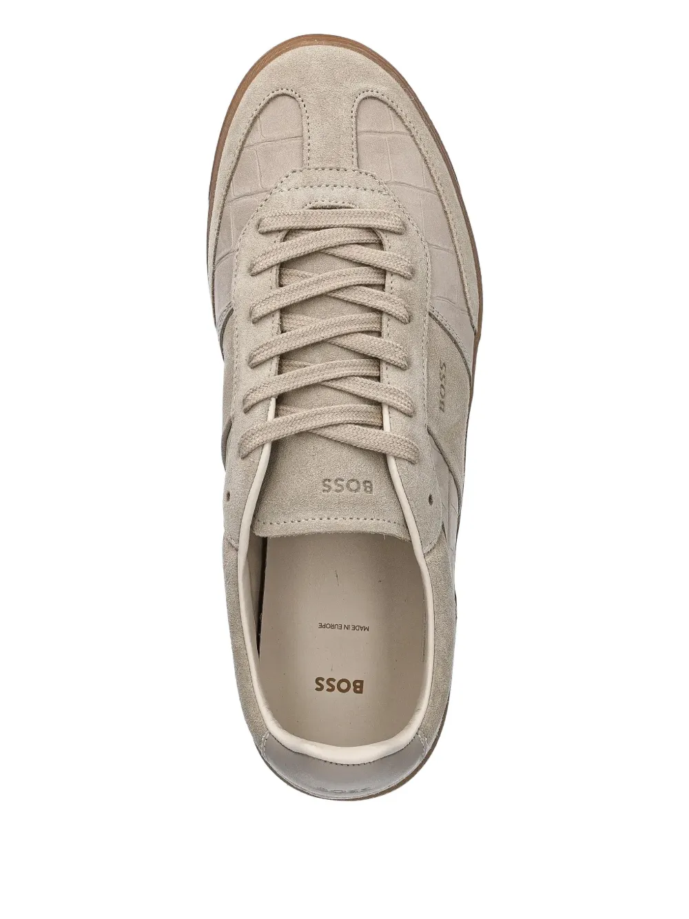 BOSS crocodile-effect suede sneakers Neutrals