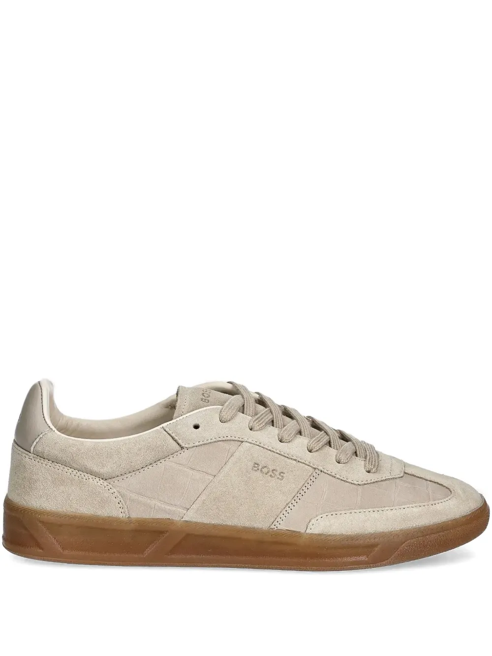 BOSS crocodile-effect suede sneakers Neutrals