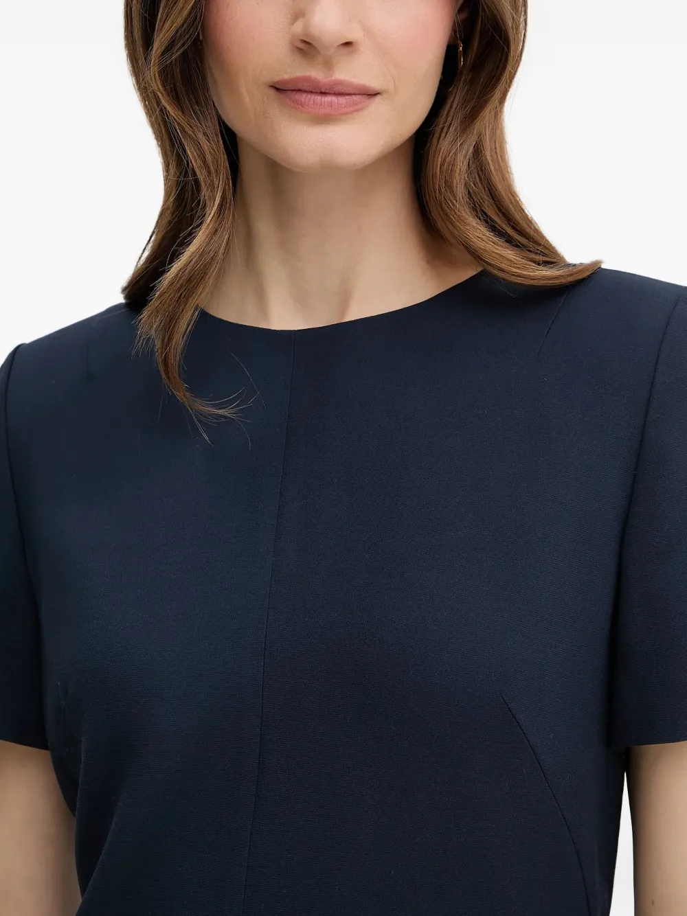Hugo Boss Short-sleeve Shift Mini Dress In Blue