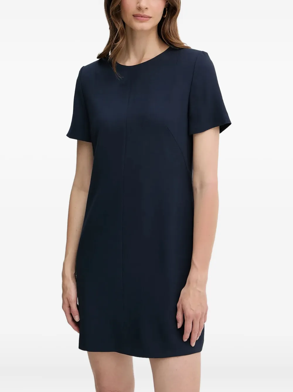 Hugo Boss Short-sleeve Shift Mini Dress In Blue