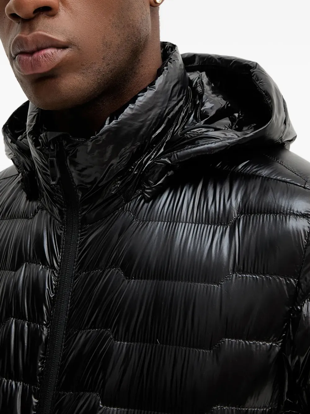 BOSS hooded quilted jacket Zwart