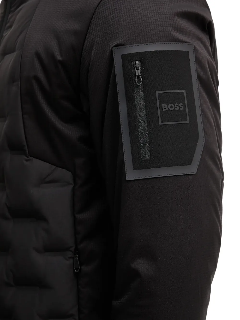Hugo Boss Quilted Panelled Jacket In Black