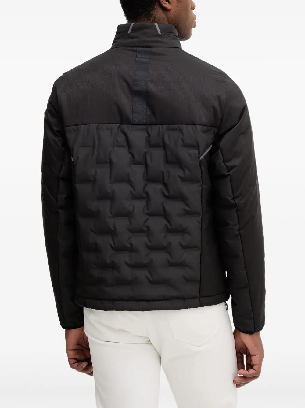Hugo Boss Quilted Panelled Jacket In Black