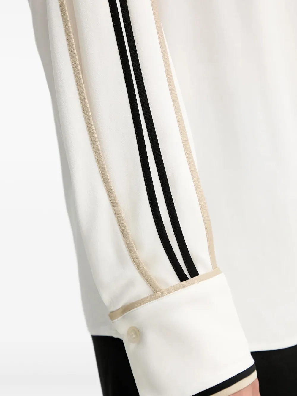 Hugo Boss Keyhole-neckline Striped-sleeve Blouse In White