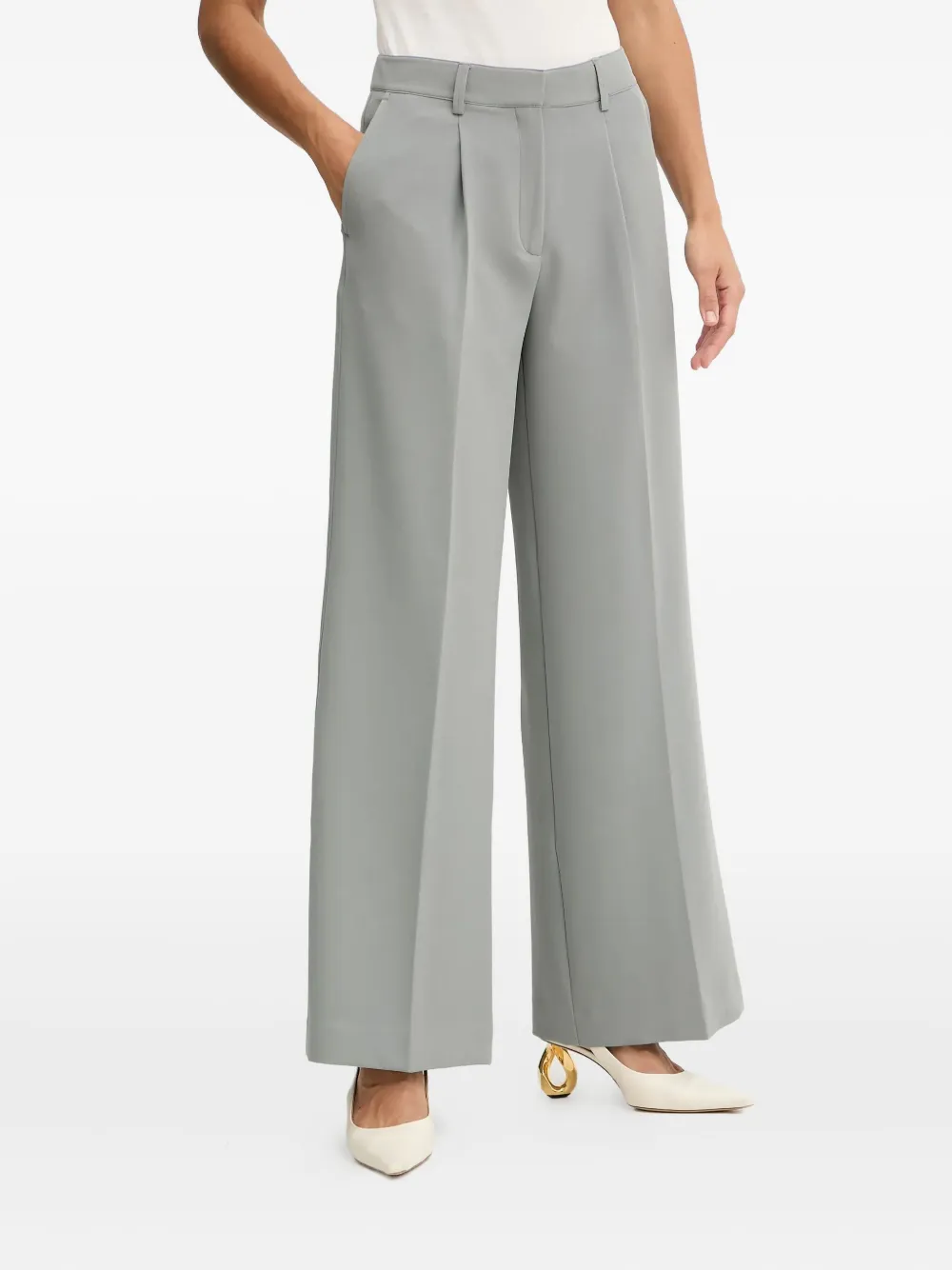 Hugo Boss Pleated-pleated Trousers In Gray