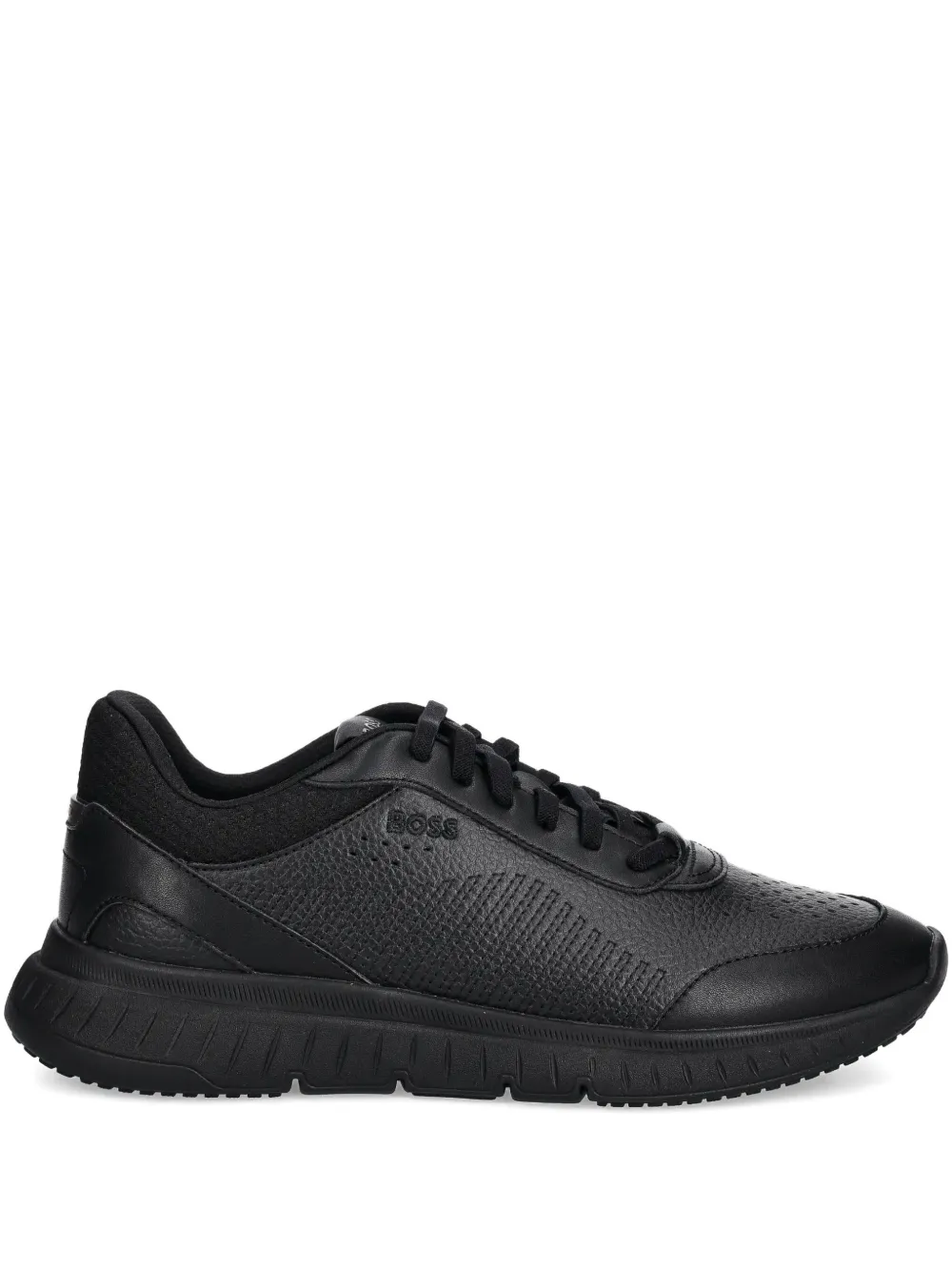 BOSS perforated leather sneakers Black