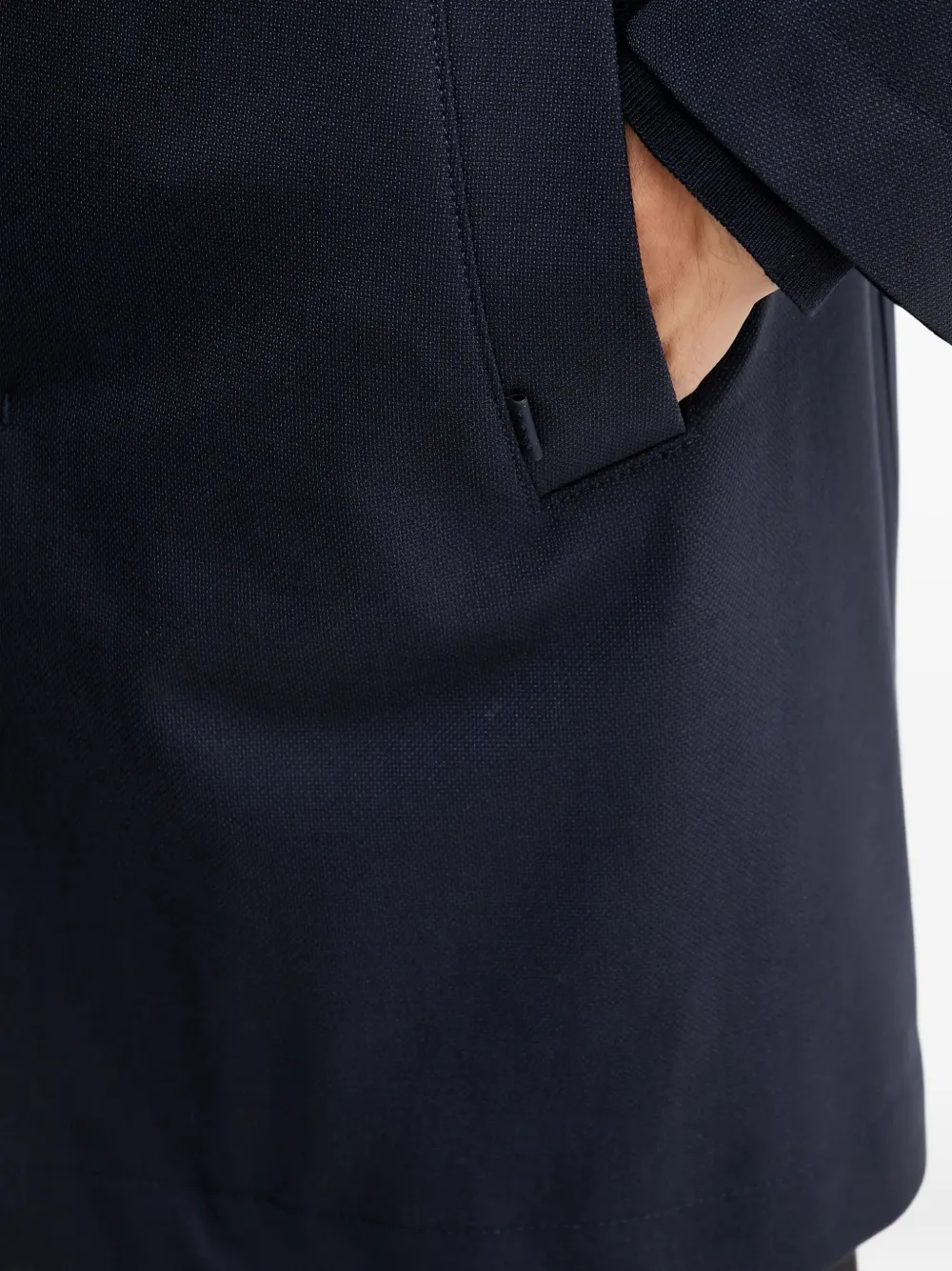Hugo Boss High-neck Buttoned Coat In Blue