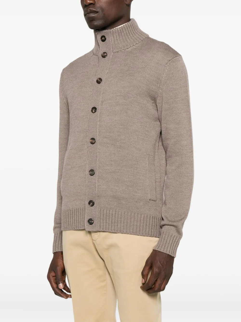 Zanone Vest met hoge hals en knoopsluiting Bruin