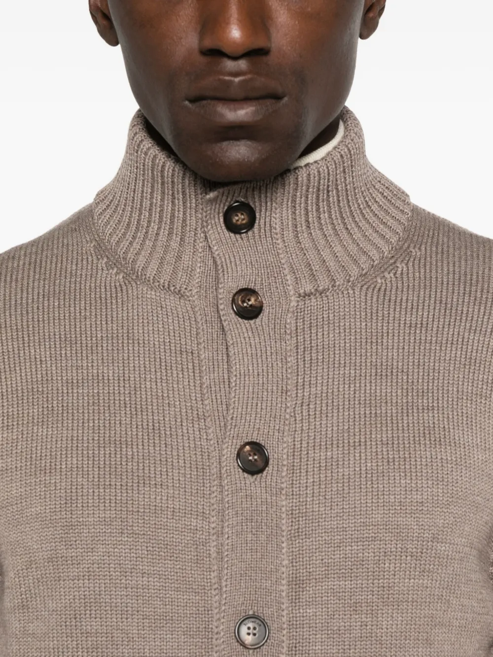 Zanone Vest met hoge hals en knoopsluiting Bruin