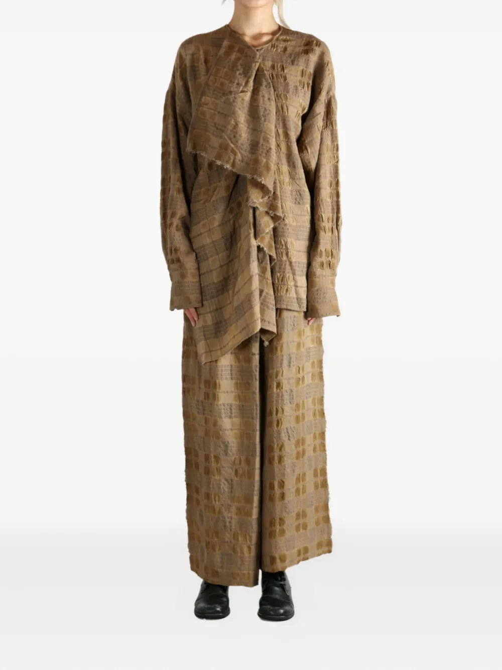 Uma Wang draped checked top Bruin