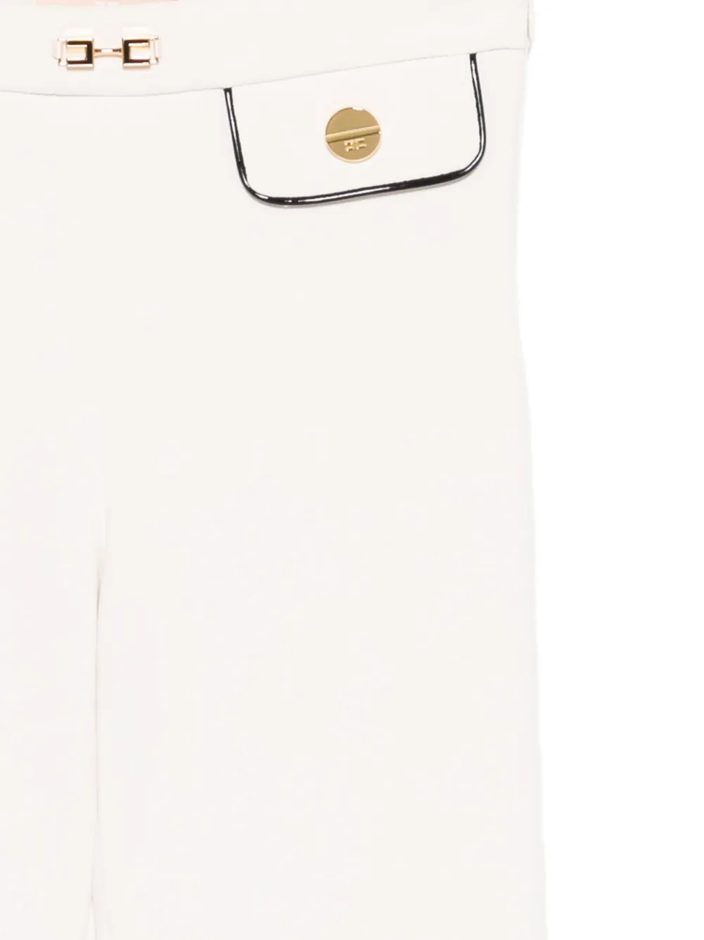 Elisabetta Franchi La Mia Bambina Broek met goudkleurige knopen en contrasterende afwerking Wit