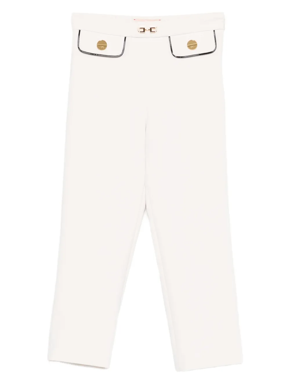 Elisabetta Franchi La Mia Bambina contrast-piping gold-button trousers Wit
