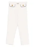 Elisabetta Franchi La Mia Bambina contrast-piping gold-button trousers - White