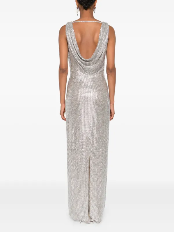 slim fit dress slacks Luxurious Cowl Neck Sequin Maxi Dress Champagne main image 1