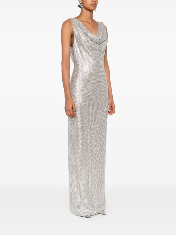 Giuseppe Di Morabito cowl-neck Sequin Dress | Silver | FARFETCH UK