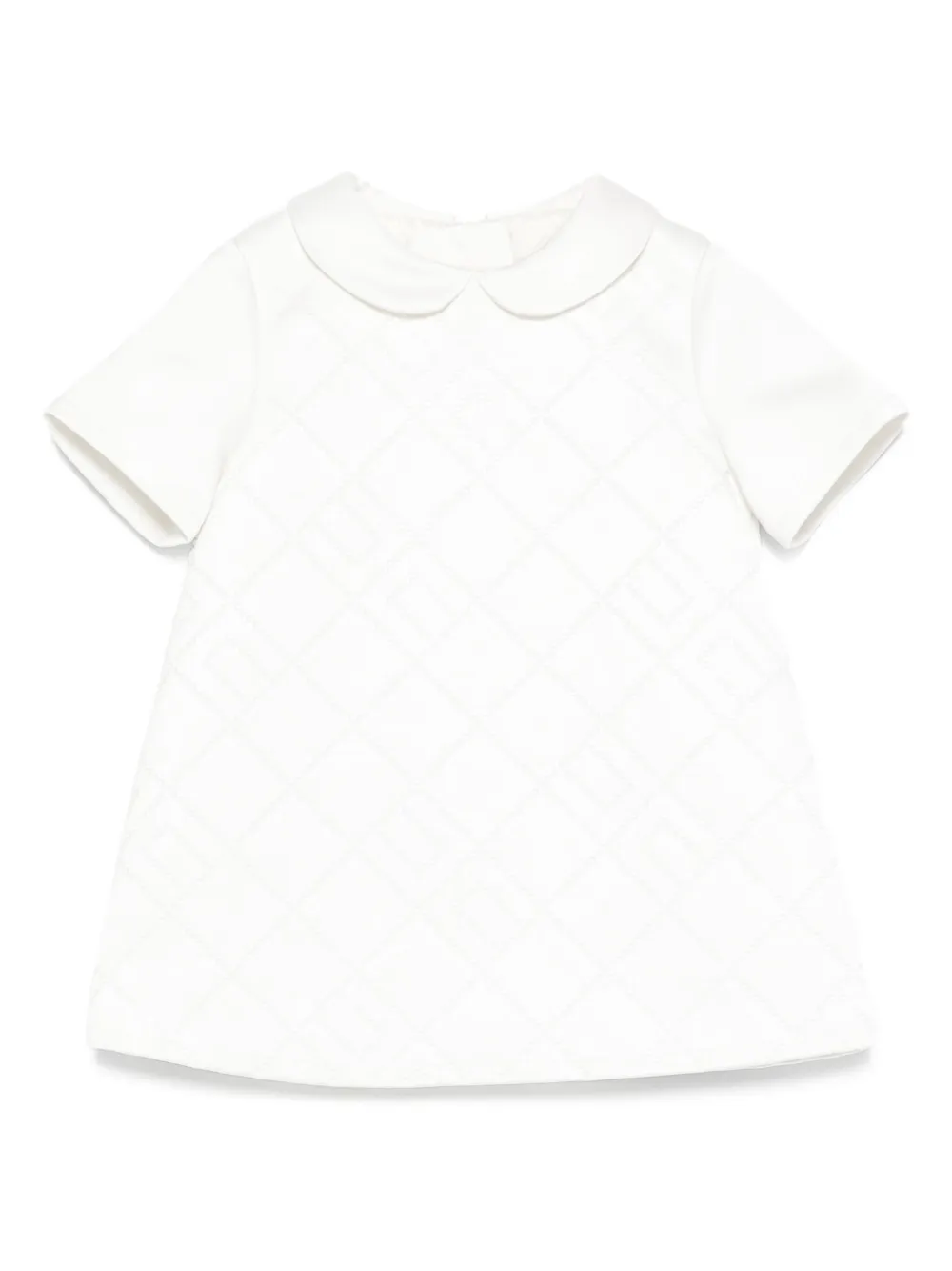 Elisabetta Franchi La Mia Bambina Gewatteerde jurk met Peter Pan kraag Wit